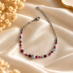 bracelet doré avec perle de pierre naturelle