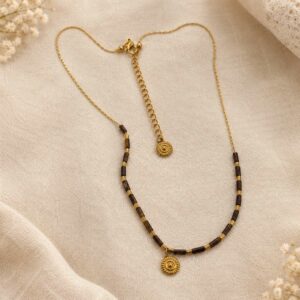 Collier ras de cou perle d'œil du tigre