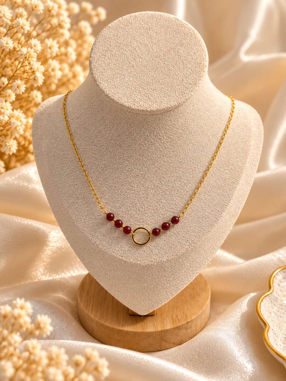 ras de cou en acier inoxydable doré avec pierre naturelle cornaline et citrine